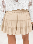 comfortable leisure holiday wind lotus skirt solid color elastic waist skirt