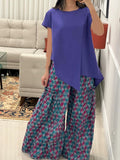 Printed summer high-waisted casual pants straight leg pants