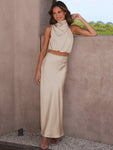 Halter top draping skirt casual fashion suit