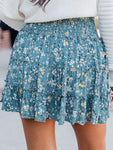 printed elastic waist polka dot skirt literary and retro style floral skirt A-line skirt