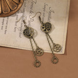 Vintage steampunk skull mechanical gear earrings