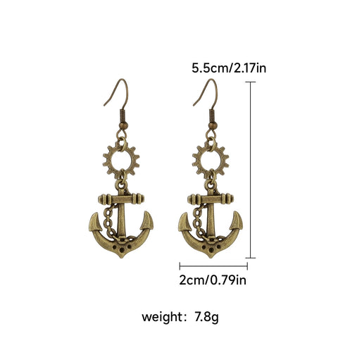 Vintage steampunk skull mechanical gear earrings