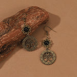 Vintage steampunk skull mechanical gear earrings