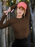 solid color ribbed arc shoulder T-shirt