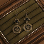 Vintage steampunk skull mechanical gear earrings