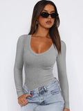 women's T-shirt women's Y2K long-sleeved sweater slim top