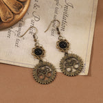 Vintage steampunk skull mechanical gear earrings