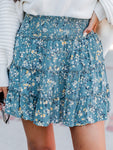 printed elastic waist polka dot skirt literary and retro style floral skirt A-line skirt