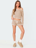 Summer line-neck long sleeve shorts with bow fashion casual suit