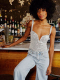 High-waisted sequined sexy camisole vest