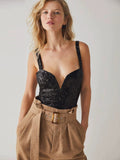 High-waisted sequined sexy camisole vest