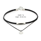 Round sequin black multilayer choker collar