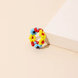 Colorful woven rice bead ring