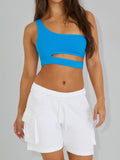 High-waisted women wear solid color casual sports pants