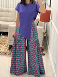 Printed summer high-waisted casual pants straight leg pants