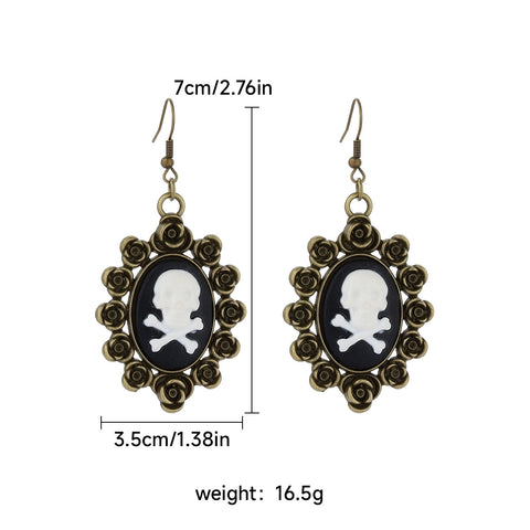 Vintage steampunk skull mechanical gear earrings