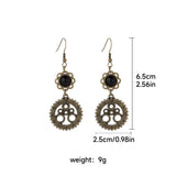 Vintage steampunk skull mechanical gear earrings