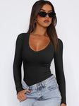 women's T-shirt women's Y2K long-sleeved sweater slim top