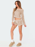 Summer line-neck long sleeve shorts with bow fashion casual suit