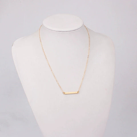 Korean version simple one word copper pendant clavicle chain necklace