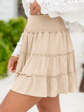 comfortable leisure holiday wind lotus skirt solid color elastic waist skirt