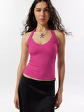 halter back Y2K knitted halter vest bm Spice Girl top