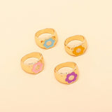 Geometric drop oil Sun flower ring