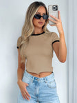 Maillard women's matching color slim-fit top Spice Lace short-sleeved T-shirt knitwear