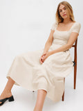 temperament commuter high-grade women's pocket stitching knitted long skirt U-neck French dress