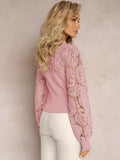 splicing lace commuter temperament intellectual style hollow long sleeve T-shirt