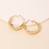 Retro geometric large circle smooth earrings