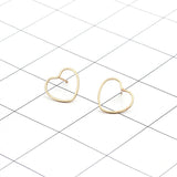 simple pure copper geometric heart love earrings