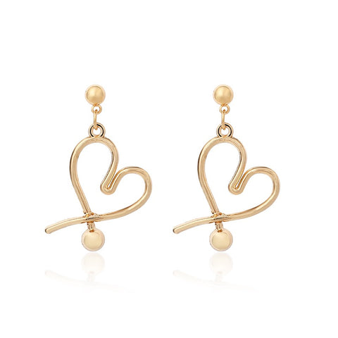 French geometric heart earrings