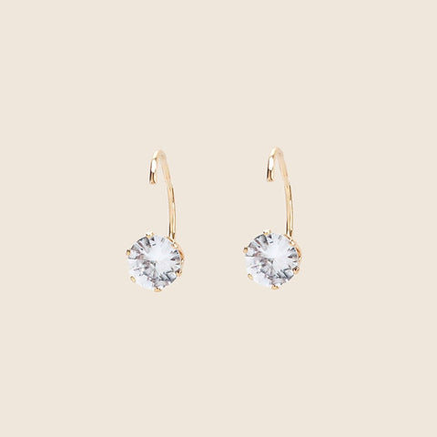 geometric C type zircon earrings