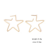 metal hollow five-pointed star earrings