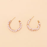 cold wind geometric C-shaped pearl earrings