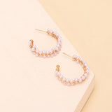 cold wind geometric C-shaped pearl earrings