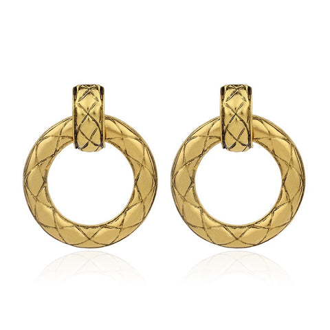 French style retro geometric round earrings