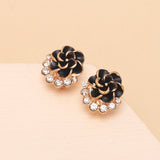 niche design sense black rose flower earrings