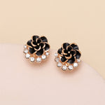 niche design sense black rose flower earrings