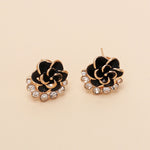 niche design sense black rose flower earrings