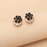 niche design sense black rose flower earrings