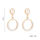 Geometric circle love pearl earrings