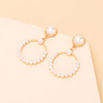 Geometric circle love pearl earrings