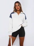 women's American hoodie women's spring fashion brand polo shirt color contrast zipper baseball clothing