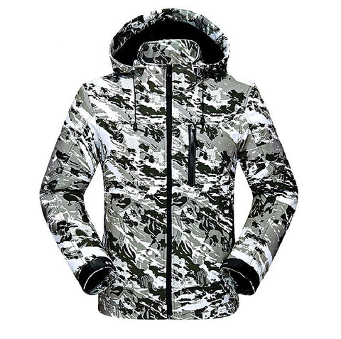 Couple style outdoor soft shell fleece polar camouflage jacket