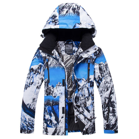 Couple style snow mountain pattern outdoor windproof and waterproof ski suit